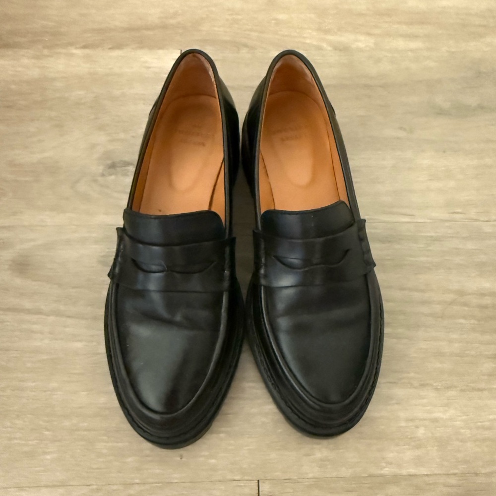 Sezane Black Leather Loafers
